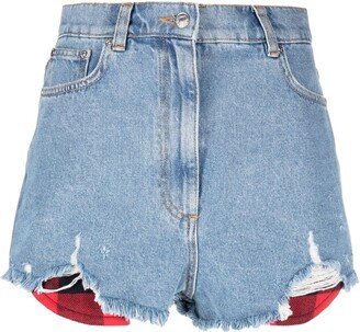 High-Rise Cotton Denim Shorts