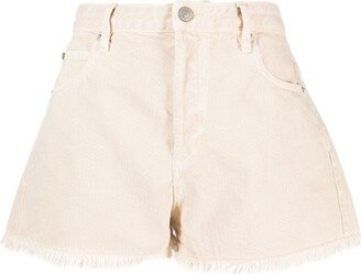 MARANT ÉTOILE Patterned-Jacquard Fringed Denim Shorts