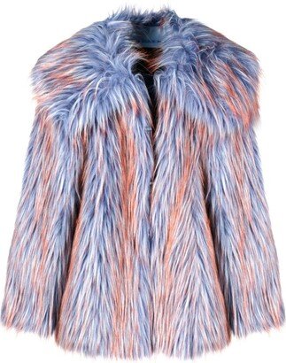 Oversize-Collar Faux Fur Coat