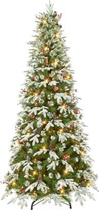 Puleo 7.5' Pre-Lit Slim Glittery Tree with 450 Underwriters Laboratories Clear Incandescent Lights, 1652 Tips