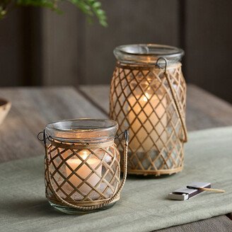 Paloma Rattan Wrapped Tea Light Holder-AA