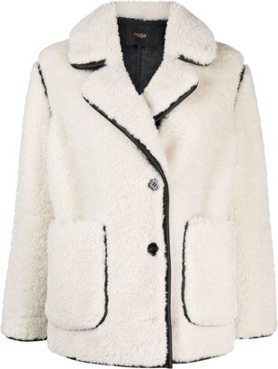 Notched-Collar Shearling Coat