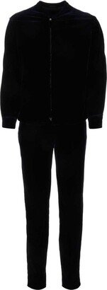 Zip-Up Straight Leg Velvet Suit