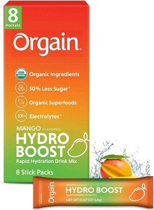 Orgain Organic Hydro Boost Rapid Hydration Electrolyte Drink Mix Vegan Powder - Mango - 8ct