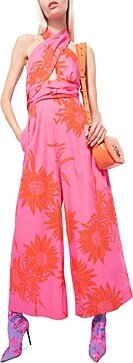 Floral Print Halter Wide Leg Jumpsuit