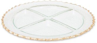 Glass 4 Section Relish Dish - Clear, Gold-Tone