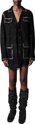 Lala Daim Studs Wool-Blend Coat