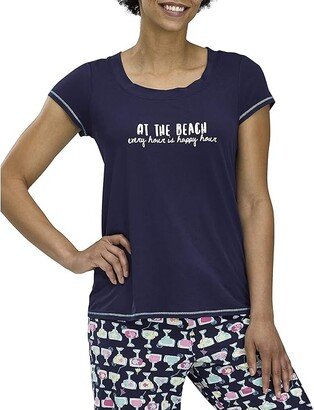 Women's Fashion Sleepwear Pajama Tops (Medieval Blue - at the Beach) Women's Pajama