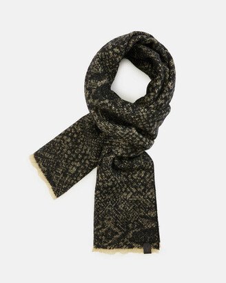 Snake Block Graphic Oblong Wool Scarf