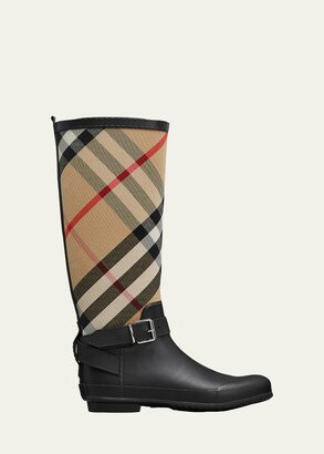 Simeon Vintage Check Moto Rain Boots