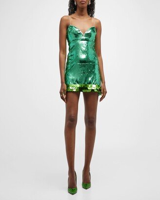 Sequin Mini Dress w/ Crystal Straps