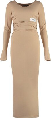 X Kim Jersey Milano Rib Calf-Length Dress