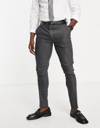 wedding super skinny suit trousers in charcoal herringbone