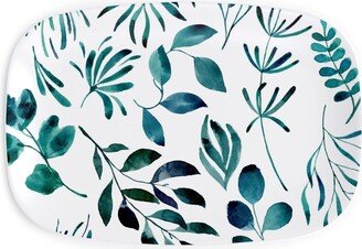 Serving Platters: Leaves Nature Botanical Prints Serving Platter, Green