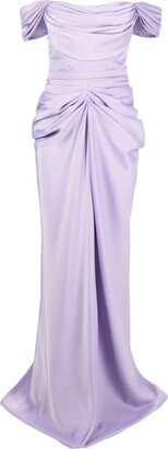 Ana Radu Off-Shoulder Satin Maxi Dress