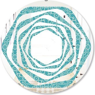 Designart 'Retro Abstract Pattern Design III' Printed Modern Round or Oval Wall Mirror - Whirl