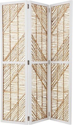 Merbrook Woven Room Divider White/Natural - Aiden Lane