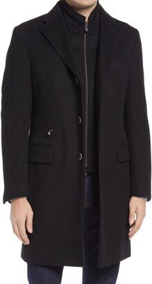 Solid Wool Topcoat with Bib Inset