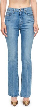 Alexa High Waist Slit Hem Flare Leg Jeans