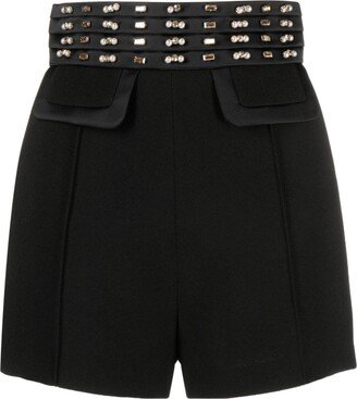 High-Waist Crystal-Embellished Shorts