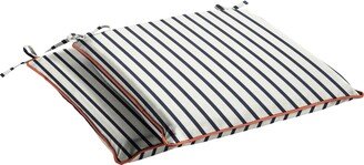 Mozaic Blue White Stripe with Melon Indoor/Outdoor Chair Pad Set - Corded