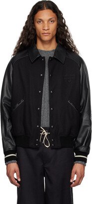 Black Embroidered Leather Jacket