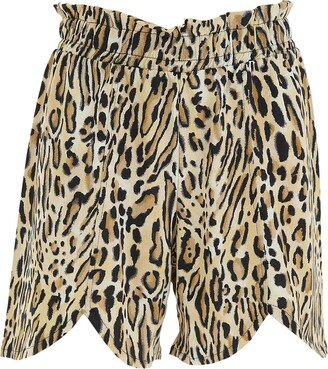 Leopard Printed Elasticated Waistband Shorts