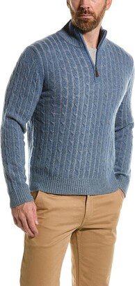 Amicale Cashmere Plaited Cable Cashmere 1/4-Zip Mock Neck Sweater-AA