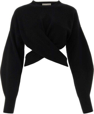 Cut-Out Crewneck Cropped Jumper