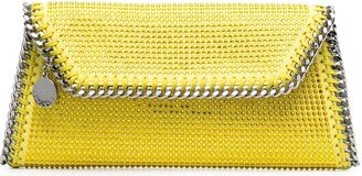 Falabella crystal-embellished faux-leather clutch bag