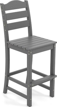 Outdoor HDPE Bar Stool Patio Tall Chair Backrest Footrest All Weather Grey