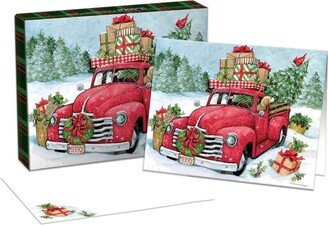 18ct Christmas Truck Boxed Holiday Greeting Card Pack