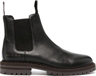 serial-number leather Chelsea boots