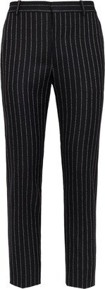 Pinstripe Tapered-Leg Trousers