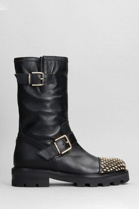 Biker Ii Combat Boots In Black Leather