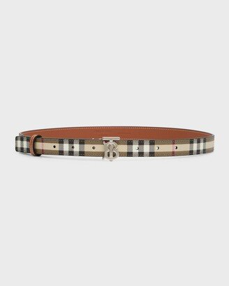 TB Check Mixed-Media Skinny Belt