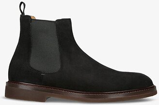 Mens Black Chunky-sole Pull-tab Suede Chelsea Boots