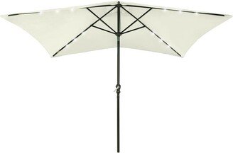 Parasol with LEDs and Steel Pole Sand 6.6'x9.8' - Beige/khaki