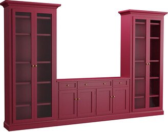 Casa Florentina Josephina 3-Piece Media Console with Glass Door Bookcases