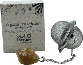 Smoky Quartz Tea Infuser, Stainless Steel Ball Mesh Strainer, Filter With Extended Chain Hook For Brew Fine Loose