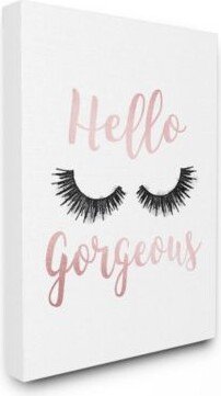 Hello Gorgeous Black Eyelashes Typography Canvas Wall Art Collection