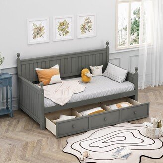 Wood Twin Size Daybed with Three Drawers