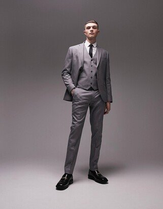 stretch skinny suit pants in gray