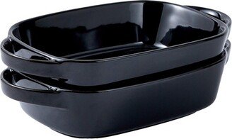 10.5x 6 Rectangular Porcelain Deep Dish Pie Pan Set of 2 - Black