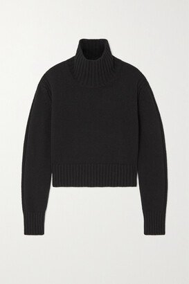 Fintra Crop Wool Turtleneck Sweater - Black