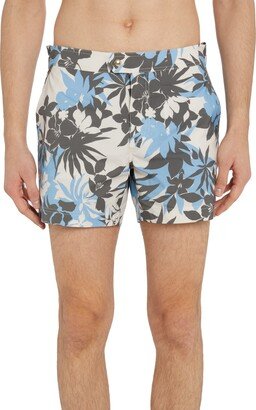 Tropical Floral Compact Poplin Swim Trunks