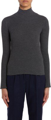 Turtleneck Virgin Wool Blend Rib Sweater