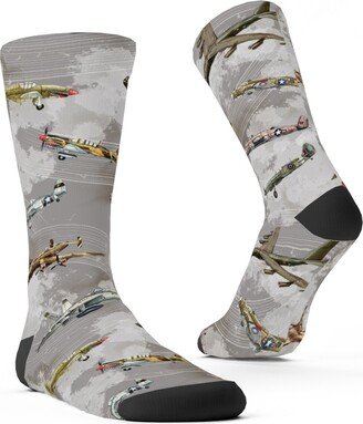 Socks: Military Planes Custom Socks, Gray