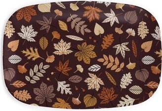 Serving Platters: Fall Time Leaves - Brown Serving Platter, Brown