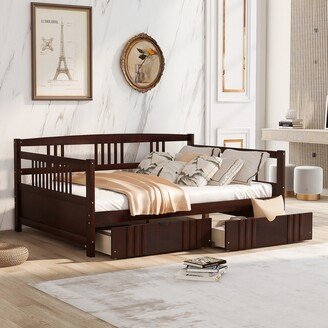 Full Size Wood Daybed with Drawers